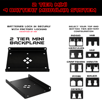 2-Tier MINI Modular Battery Storage – Compact Dual-Brand Mounting System