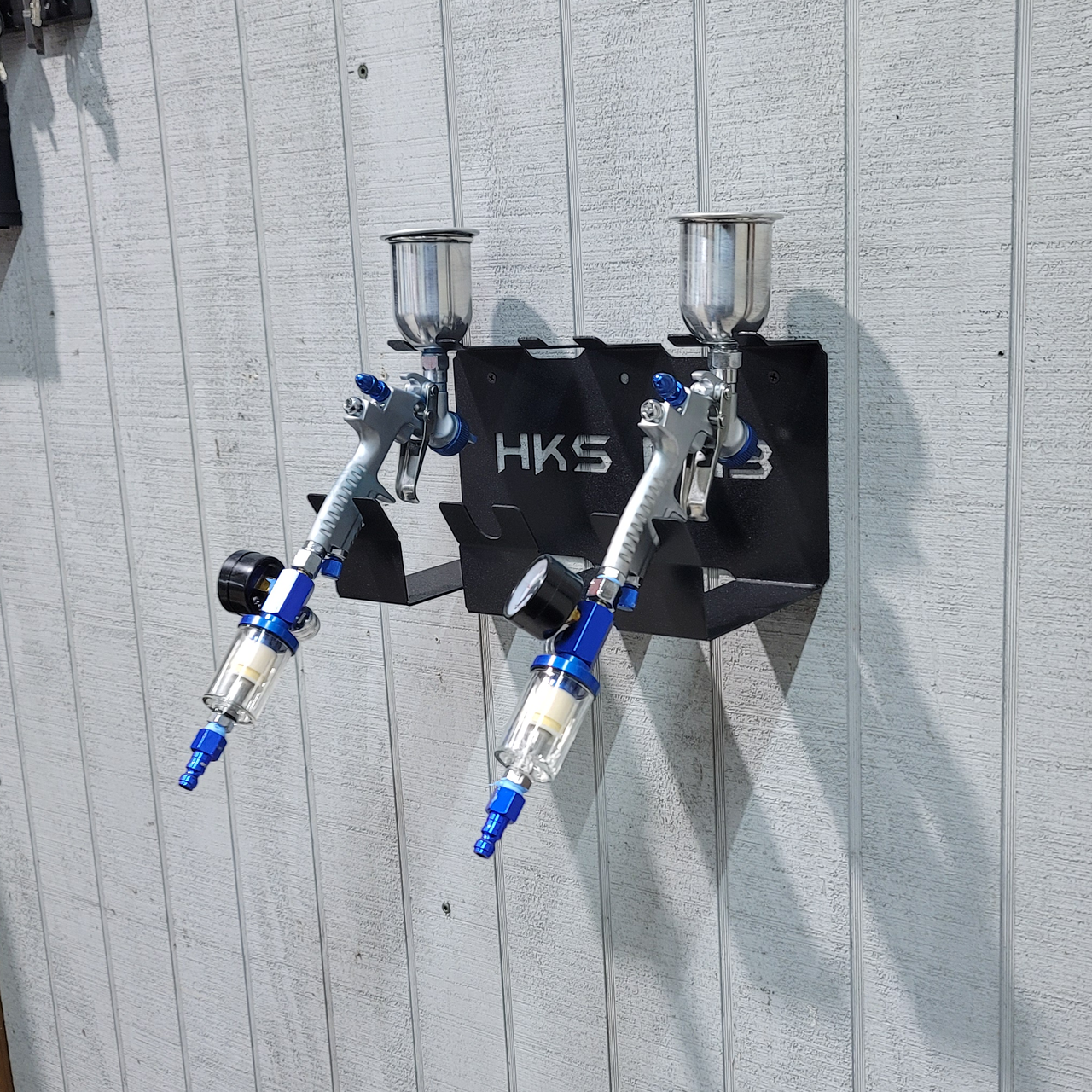 HKS Fab Gravity Feed Spray Gun Holder Rack – Wall or Cart Mount (3-Gun Capacity)